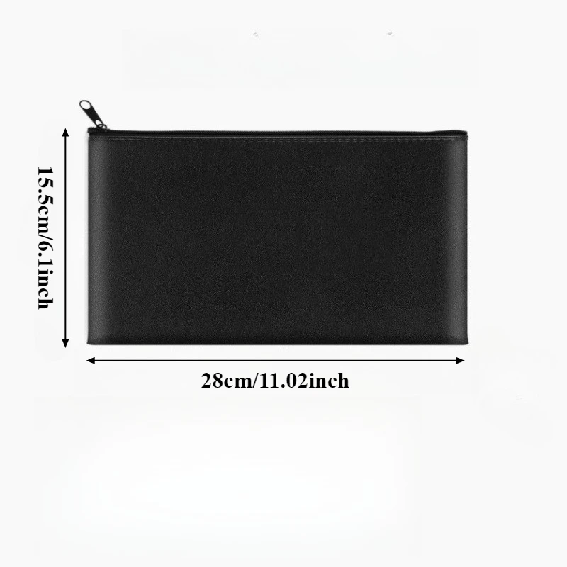 Bolsa de Cuero con Cierre - Multifuncional, Gran Capacidad, Correa para Archivos, Cartera, Bolsa para Papelería, Adecuada para Guardar Artículos de Uso Diario