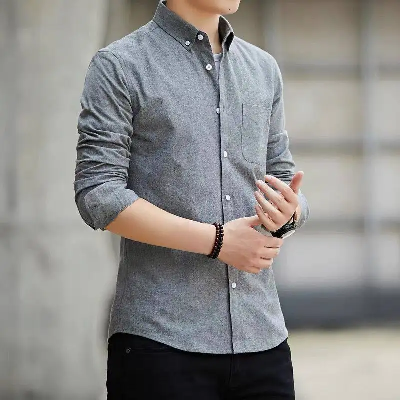 Long Sleeve Casual Shirt for Men Workwear Resistant to Wear And Tear Spring Autumn Large Size Business Oxford Cloth Shirt