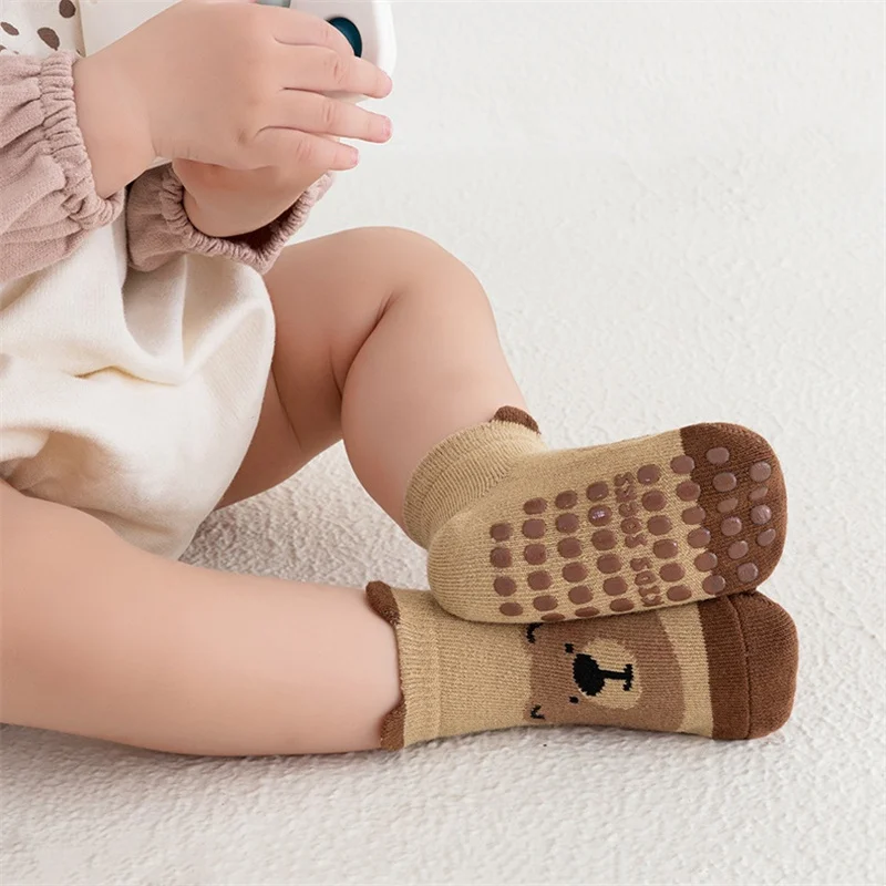 Korean Version Anti Slip Boat Socks For Boys Girls Cute Cartoon Kids Floor Socken Cotton Breathable Newborn Short Socks 0-5Years