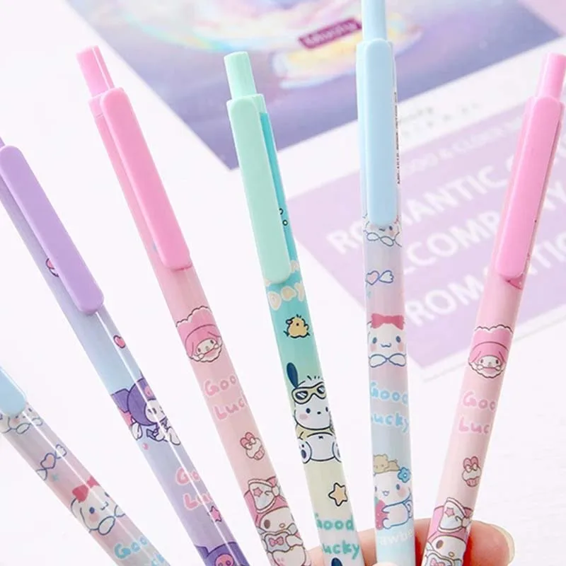 Sanrio Cartoon Mechanical Pencil 12-60pcs Kuromi Melody Pochacco Movable Pencils Primary School Student Stationery 0.5 0.7 Black