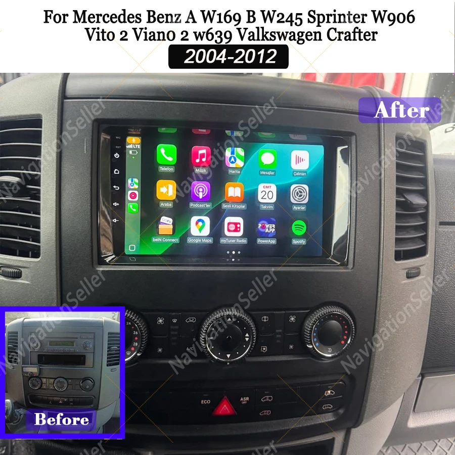 

Android 15 2Din Car Radio for Mercedes Benz Sprinter Volkswagen Crafter 2006 -2016 Carplay GPS Multimedia Video Player Autoradio
