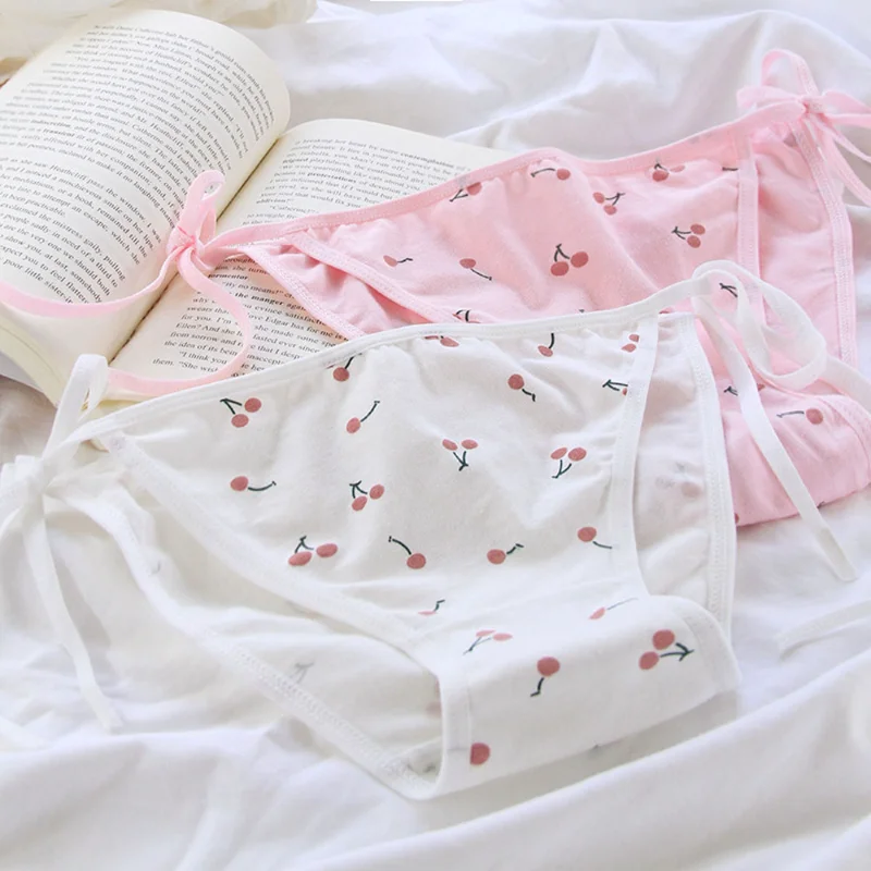 Bandage Panties Women's Underwear Cherry Seamless Panties For Women DIY Tie Bow Kawaii Lingerie For Loli Girl