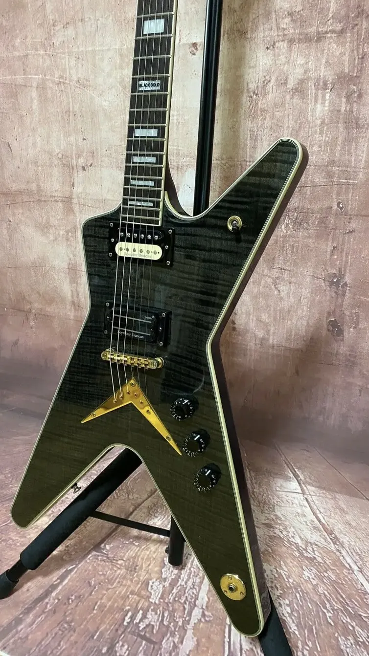 Custom Dimebag Darrell Dean ML Style Irregular Electric Guitar Olive Green Color Accept Guitar OEM