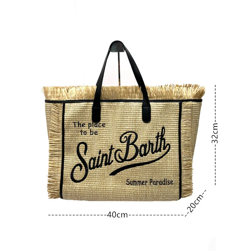 SAINT BARTH New women\'s high-capacity leisure tourism straw mat handmade tassel handbag tote bag