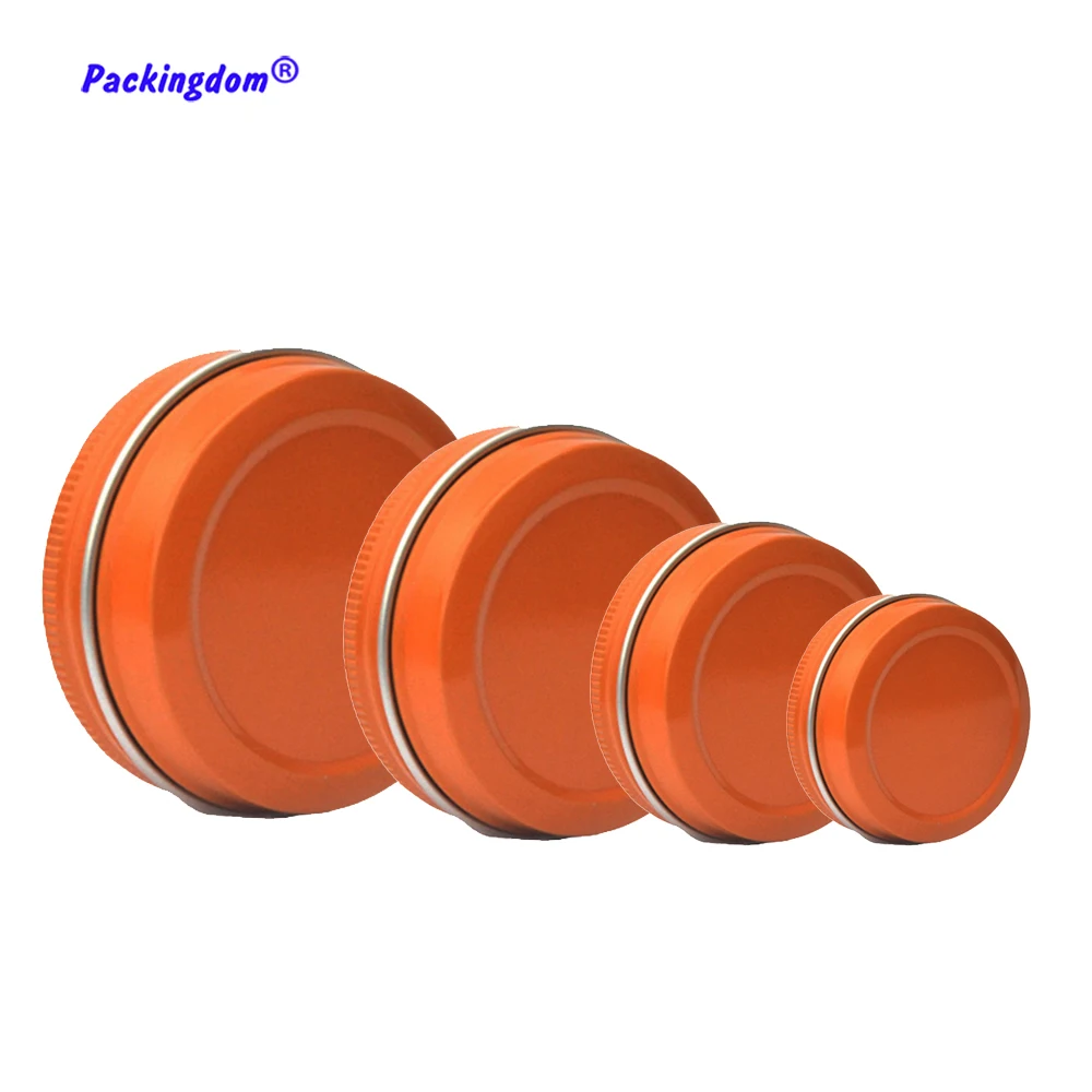 50pcs Empty Metal Container Refill Aluminum Tin Orange Color Lip Balm Pot Sample Cream Can Hair Wax Box 10g 15g 20g 30g 50g 60g