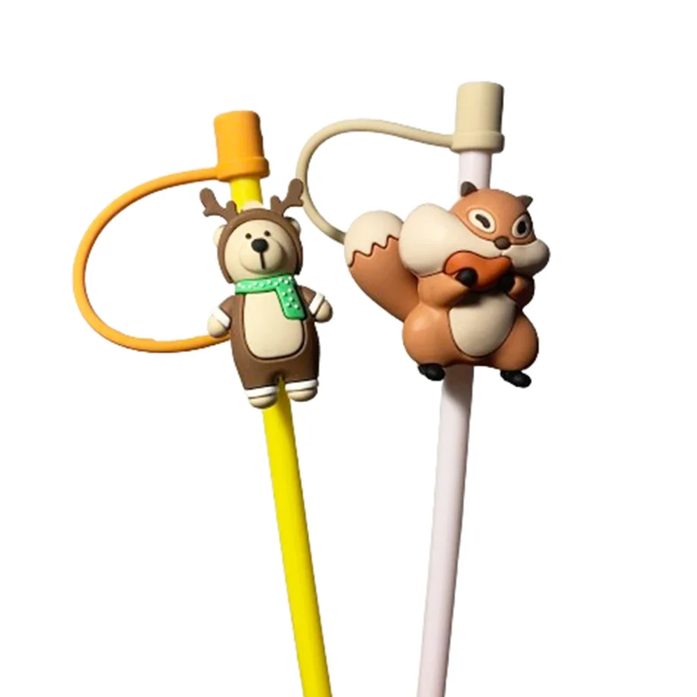 1pc Soft  Silicone Straw Plug for 6mm-8mm straw Cute Cartoon Straw Covers Cap Reusable Drinking Straw Toppers Splash Proof