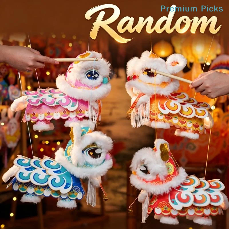 Lion Dance Lantern DIY Material Kit Warm LED Glow Traditional Chinese Handmade Craft for Cosplay Photo Prop Festival Ornament