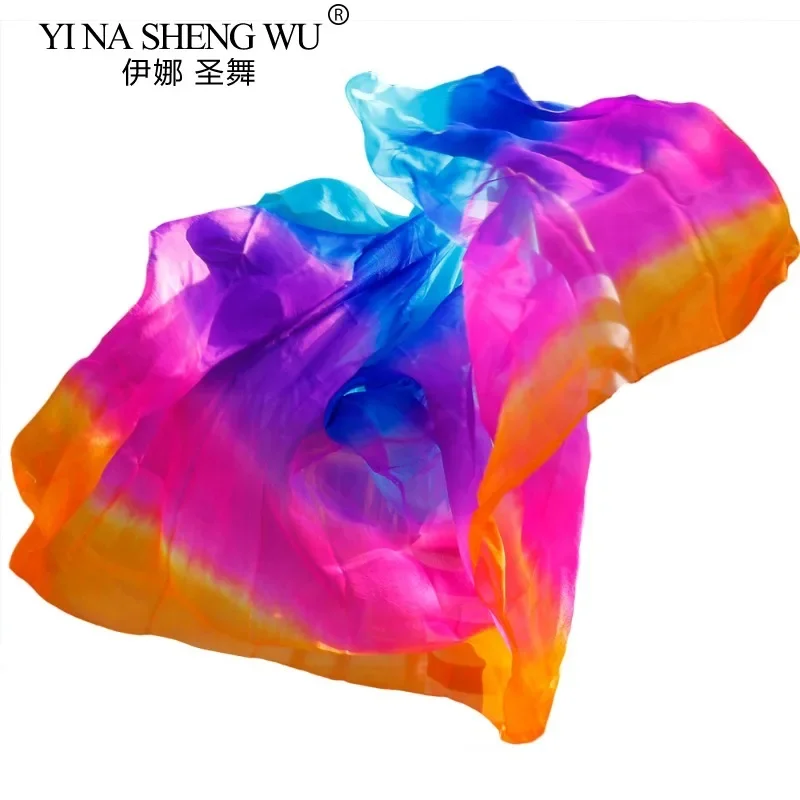حجاب الرقص الشرقي 100% حجاب حريري مصنوع يدويًا حجاب ملون تدريجي شالات الرقص الشرقي أوشحة وجه مخصصة يدويا رمي وشاح حجاب #5