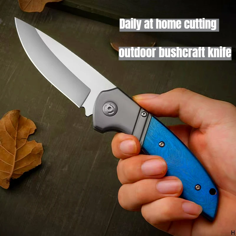 

All-steel titanium blue pocket folding knife edc multitool knives Daily at home cutting outdoor bushcraft tactical knife