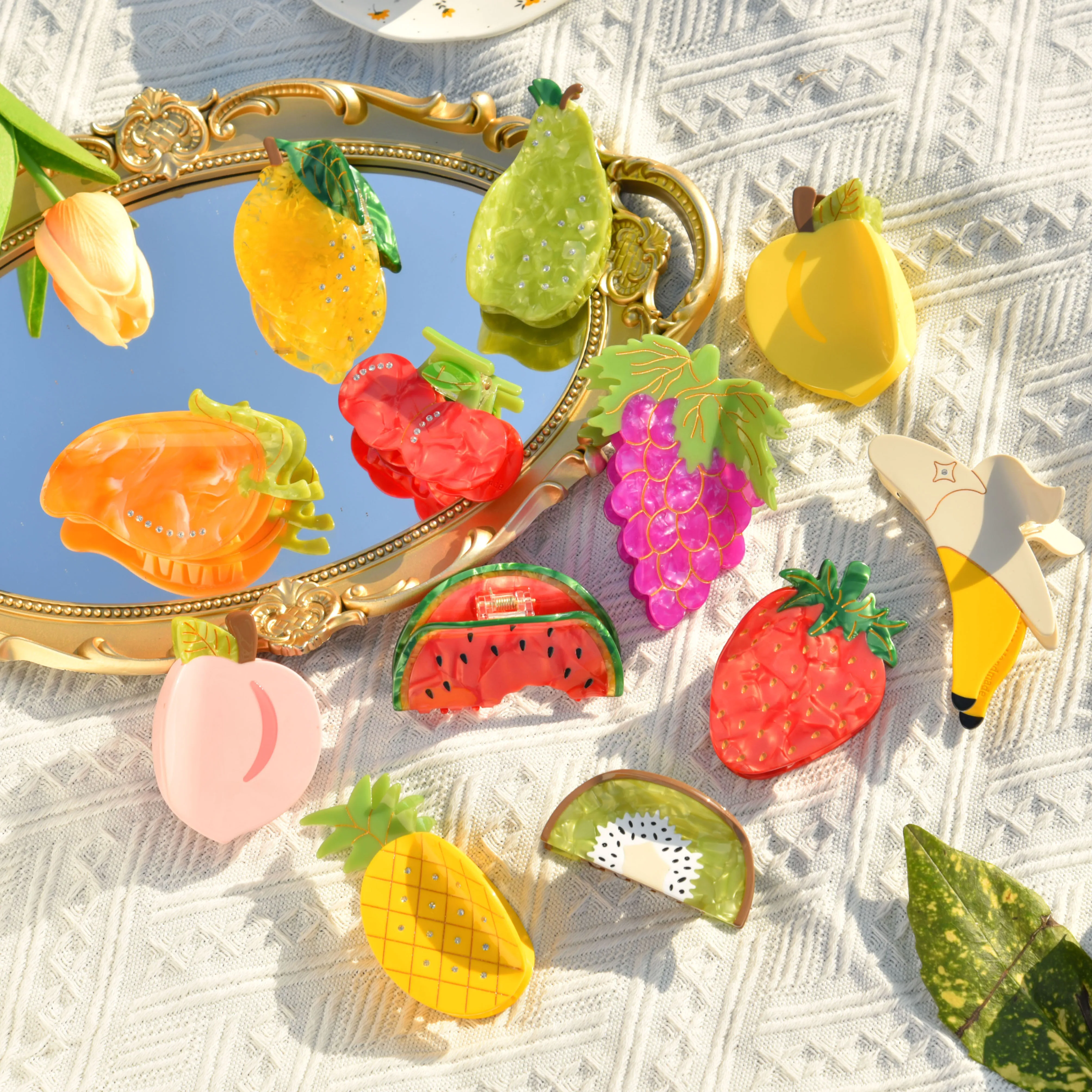 Yhj Nieuwe Zomer Fruit Serie Haarklauw Clip Acetaat Uniek Ontwerp Acetaat Haai Vangen Haaraccessoires Voor Vrouwen Meisjes