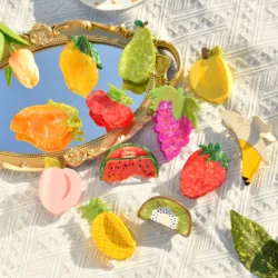 YHJ New Summer Fruit Series Hair Claw Clip Acetate Unique Design Acetate Shark Catch Hair Accessories for Women Girls