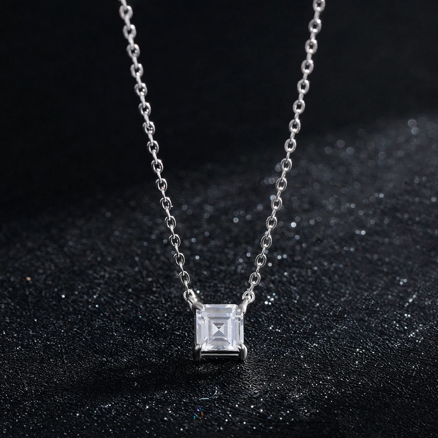 Modian 100% Real 925 Sterling Silver Classic Emerald cut Sets Clear CZ Shining Rings For Women Biżuteria Naszyjnik Moda Kolczyk — zdjęcie 7