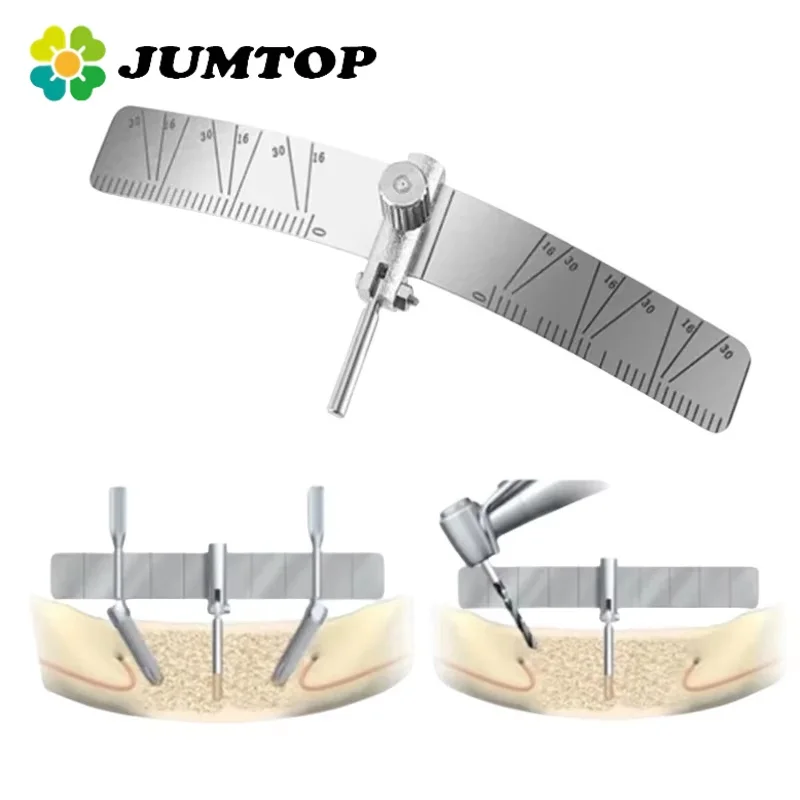 

JUMTOP Dental Measuring Ruler Implant Locating Guide Stainless Steel Surgical Planting Positioning Locator Angle Ruler Guage