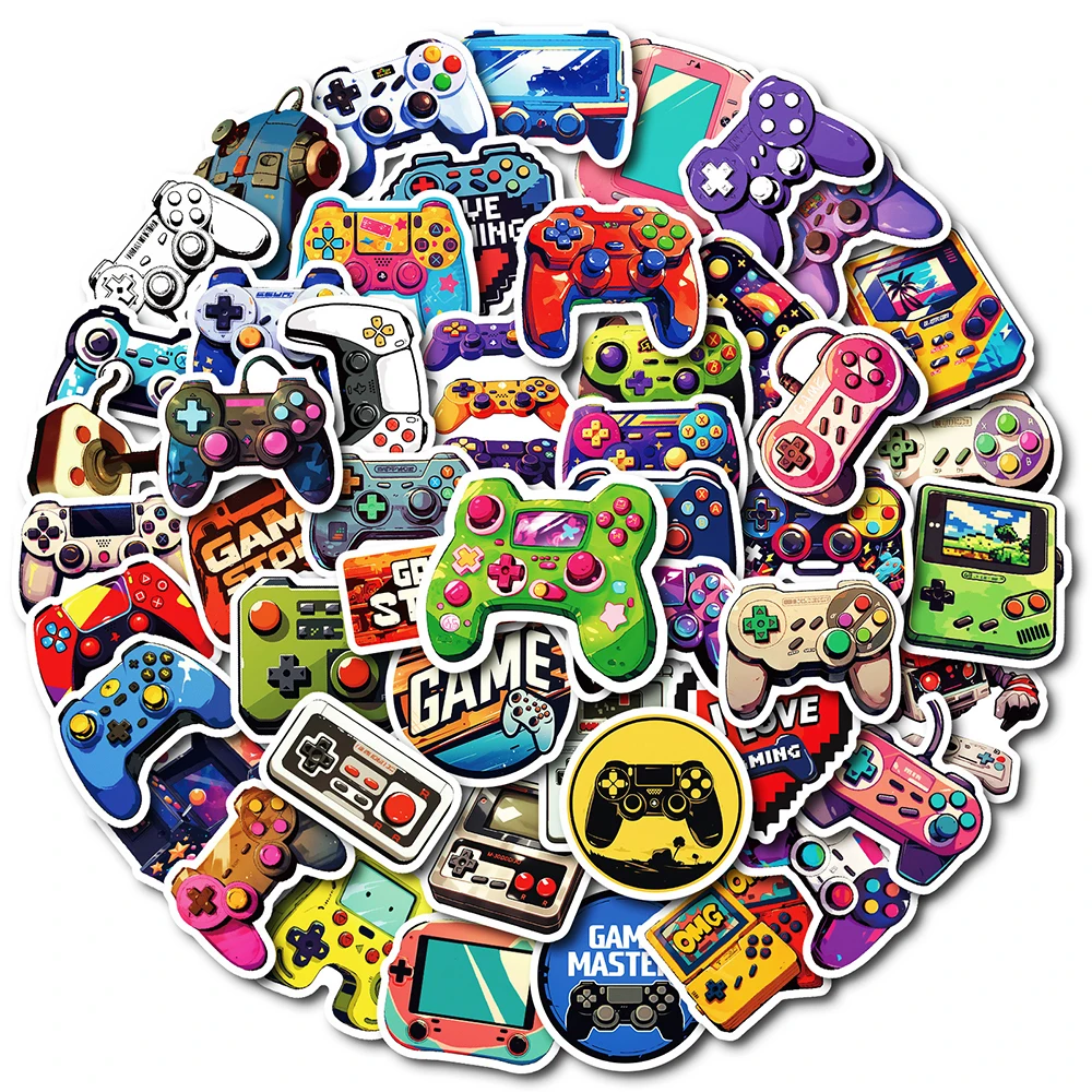 10/30/50pcs Cartoon Controller Game Console Stickers Cool Graffiti Decals Skateboard Phone Laptop Diary Cartoon Sticker Packing