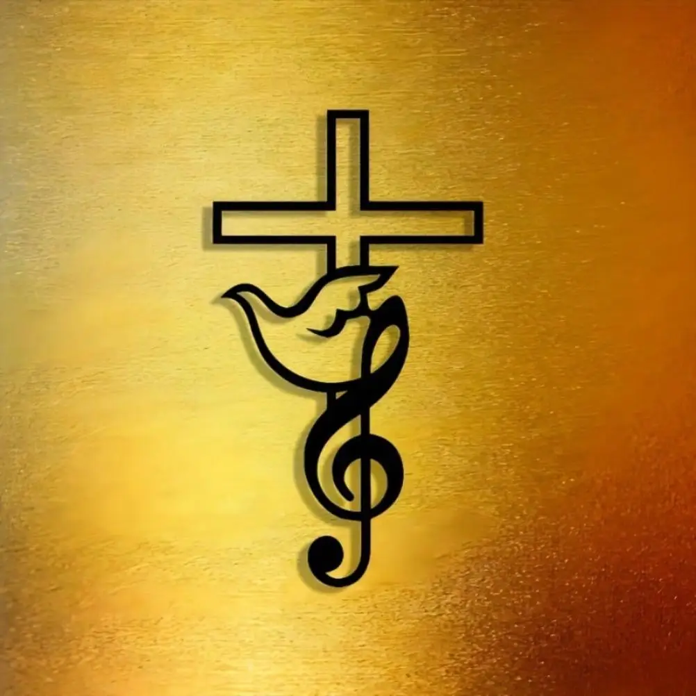CIFBUY Iron Wall Art Dove Cross Treble Clef Decor Christian Music Lover Gift Religious Home Living Room Door Ornament