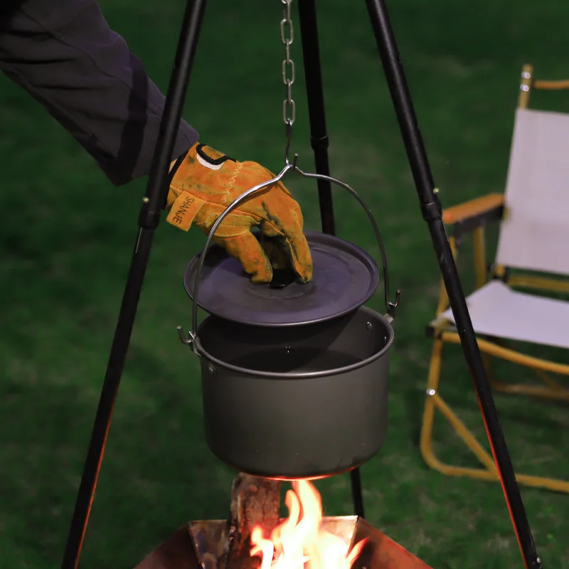 

Outdoor picnic single pot aluminum alloy camping hanging pot sitting Pot 5-8 people camp Pot Picnic big pot camp pot pot set