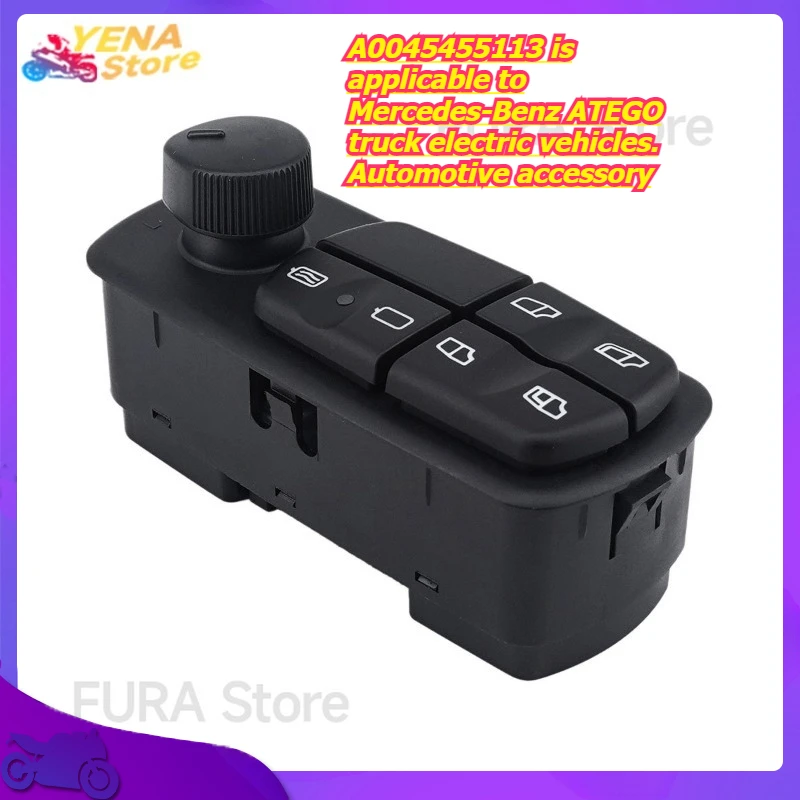 

Window regulator switch button A0045455113 is applicable to Mercedes-Benz ATEGO truck electric vehicles. Automotive accessory.