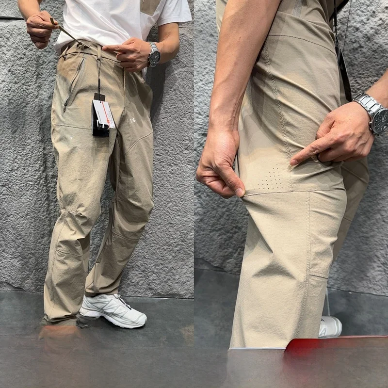 

Leavo Johnson Luxury Laser-Pierced Breathable Dstring Waist Lightweight Outdoor Men's Casual Pants Summer Slim Fit Long Tr...