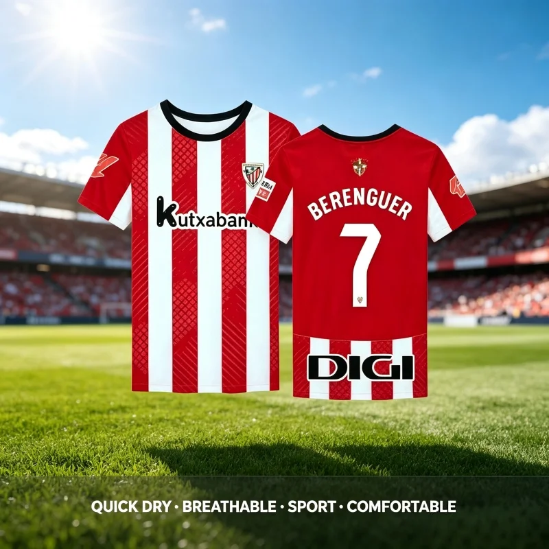 26-27 Neues, heiß begehrtes, spanisches BILBAO Athletic Fußball-T-Shirt mit 3D-Druck, atmungsaktiv, modisch, für Eltern und Kinder – Detail 3