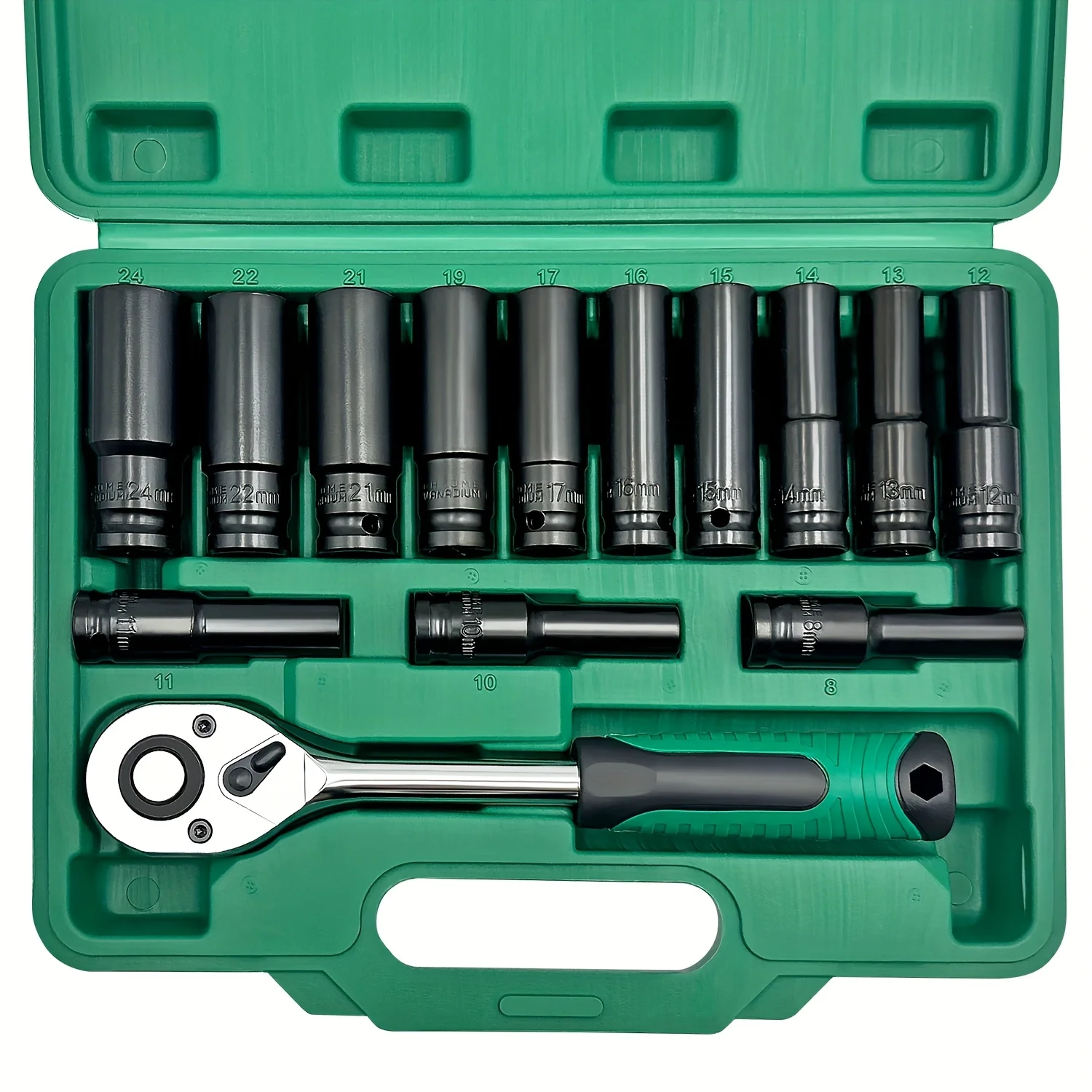 14 Pieces 1/4 inch Drive Socket Ratchet Wrench Set, with Bit Socket Set Metric for Auto Repairing and Household