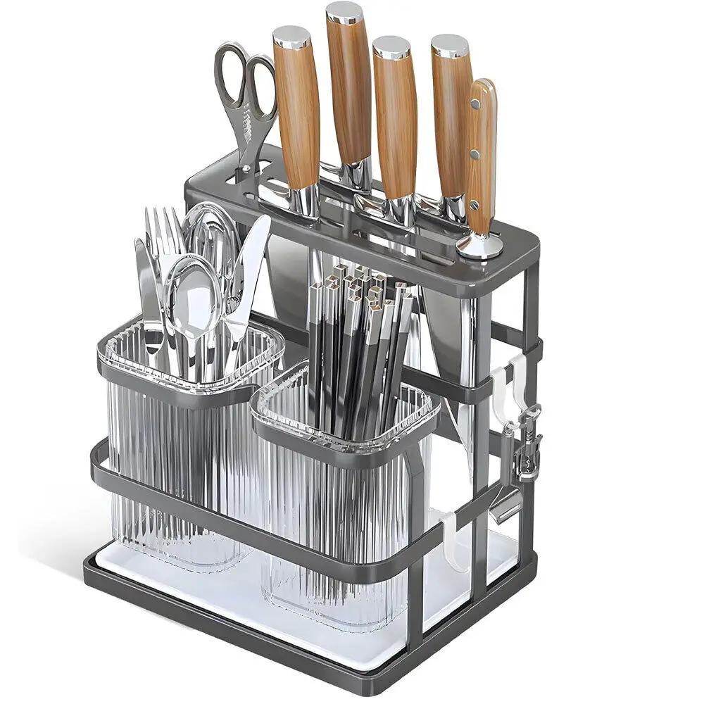 Universal Block Stainless Steel With Flatware Holder Kitchen Knife Storage