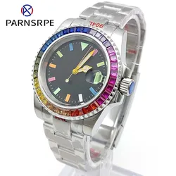 Men's Business Automatic Mechanical Watch NH35 Calibre Sapphire Glass with Diamonds Single Rotating Bezel Men's Watch