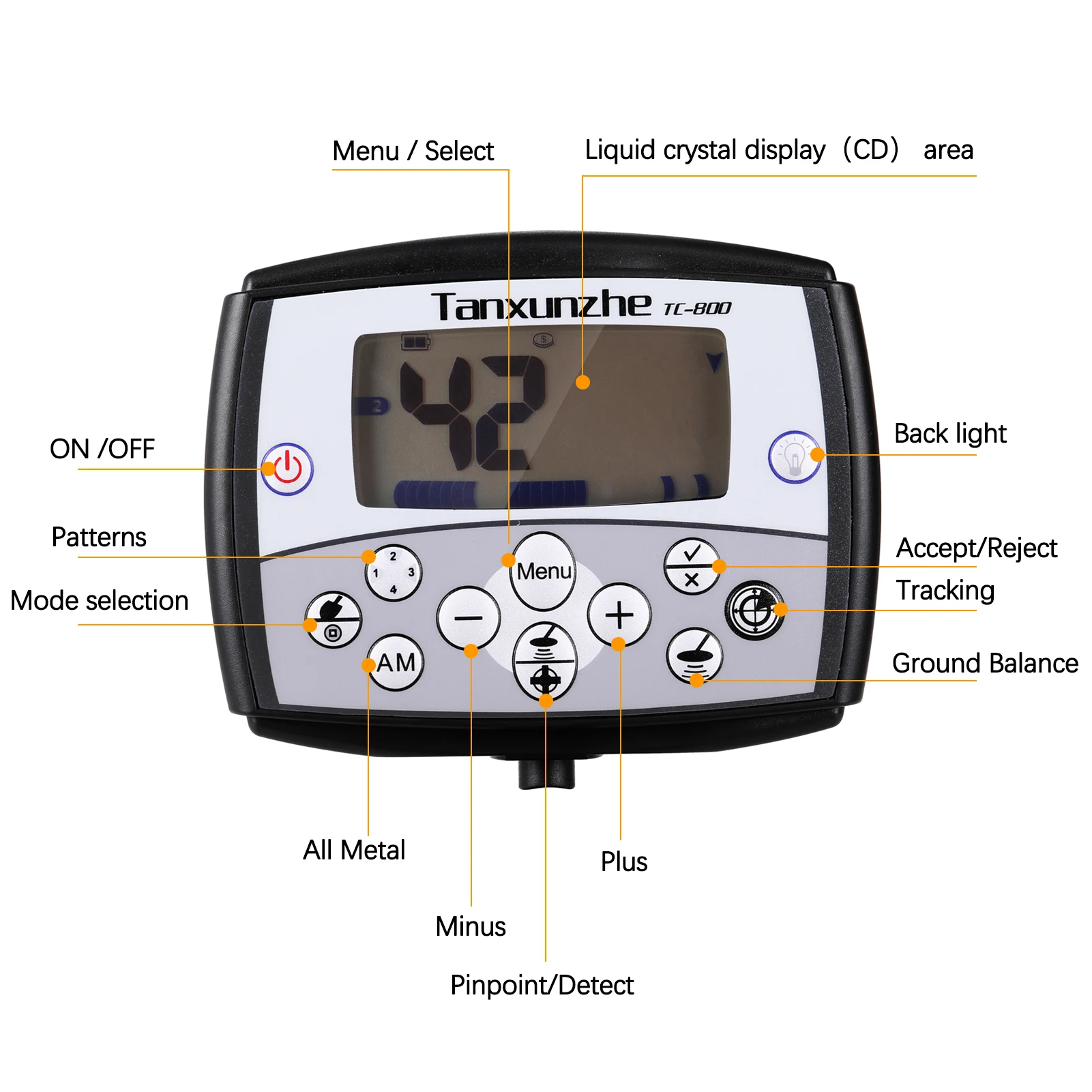 Professional Metal Detector TC800 High Sensitivity Professional Gold Detector Treasure With Single Frequency Technology VFLEX