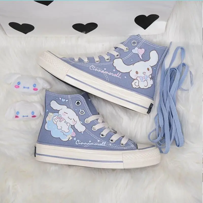 Sanrio Cinnamoroll Original Laurel Dog High Top Canvas Shoes Japanese Female Harajuku Style Female Student Canvas Shoes Women