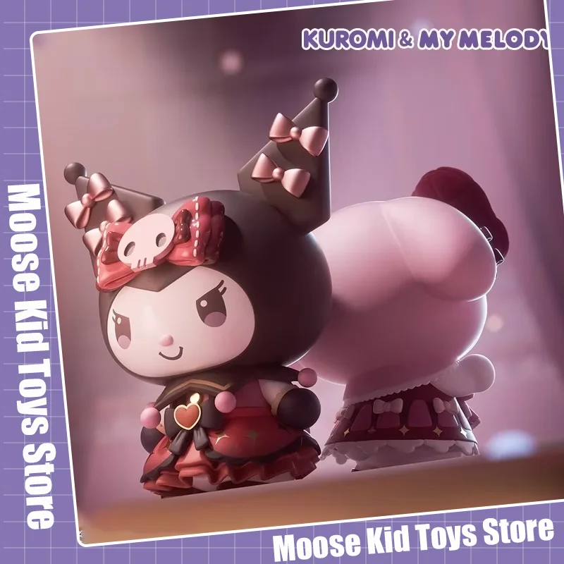 Kawaii sanrio série dançarino anime figuras 15cm kuromi minha melodia estatuetas brinquedos para quarto da menina ornamentos de mesa coleção brinquedos