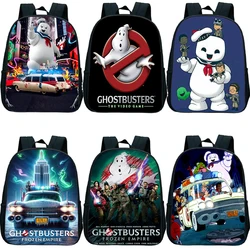 Zaino in Nylon impermeabile per bambini con tre tasche per borse da scuola per ragazzi in età prescolare con stampa Ghostbusters borse per l'asilo