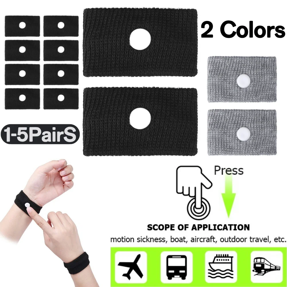 1-5 Pairs Travel Morning Sickness Wrist Bands Anti Nausea for Car Van Sea Plane Anti-motion Sickness Bracelet Strap Boats