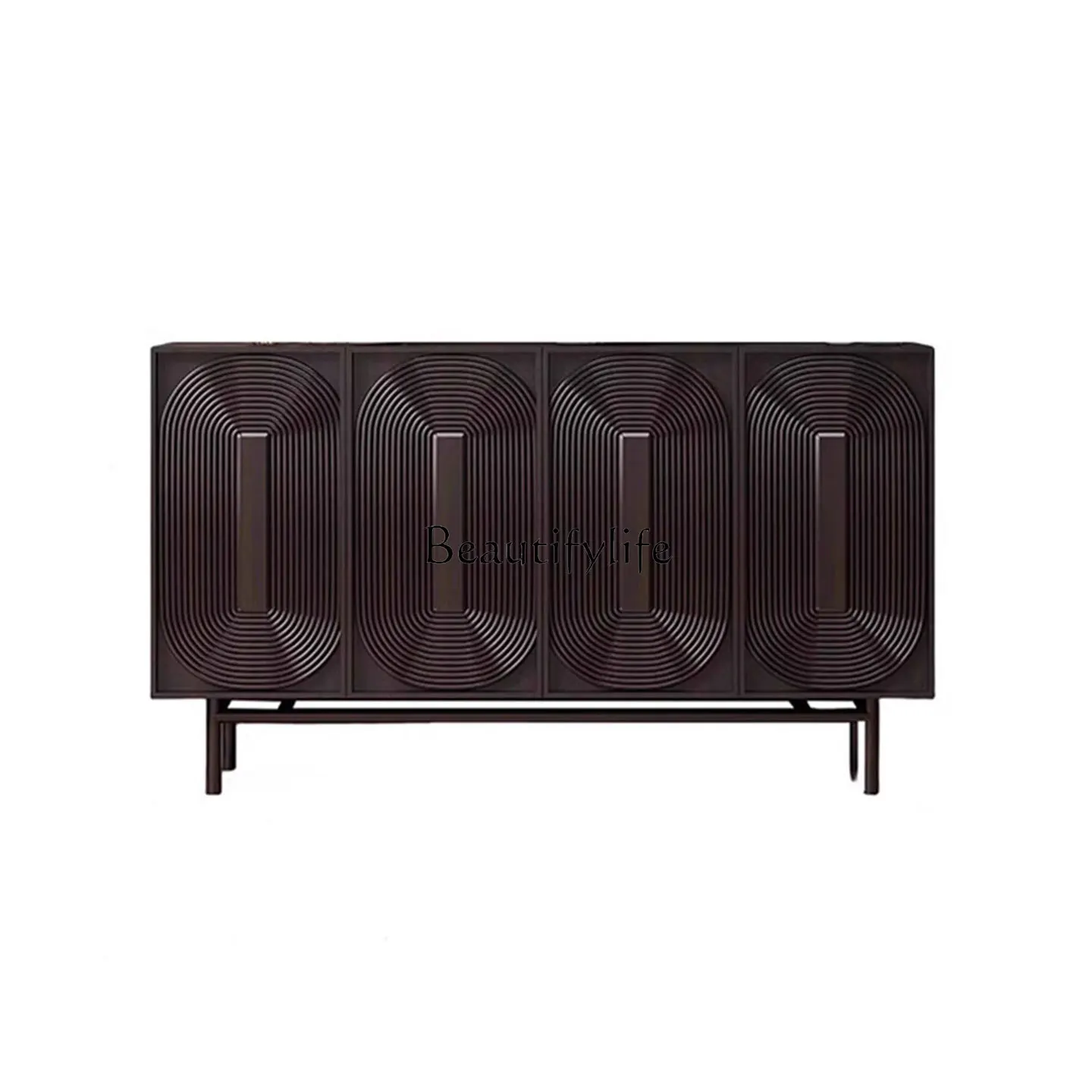 

Decoración hogar solid wood dining side cabinet American simple storage light luxury carved entrance cabinet