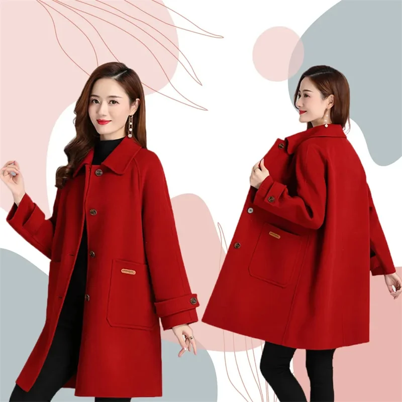 Double-Sided Wool Jacket Female Temperament Long Woolen Coat Women2024Autumn Winter New Windbreaker High-Quality Korean Overcoat