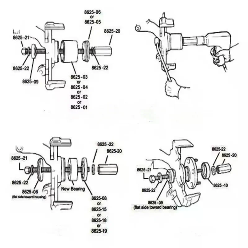 1Set cuscinetto ruota Race Seal Bush Driver Master Tool Kit Axle Install Remove Puller Tool Kit Set altitudine Peilin