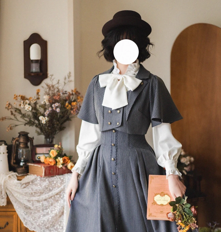 Original britischen Stil Retro elegante Langarm-Shirt Frühling Herbst 2025, Damen Slim Fit Fliege Lolita Shirts Lady Blusen