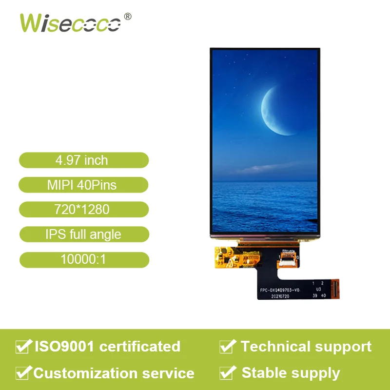 Wisecoco 4.97 Oled Screen Mipi 40 Pins High Contrast 720*1280 Oled Display For Smart Wearable