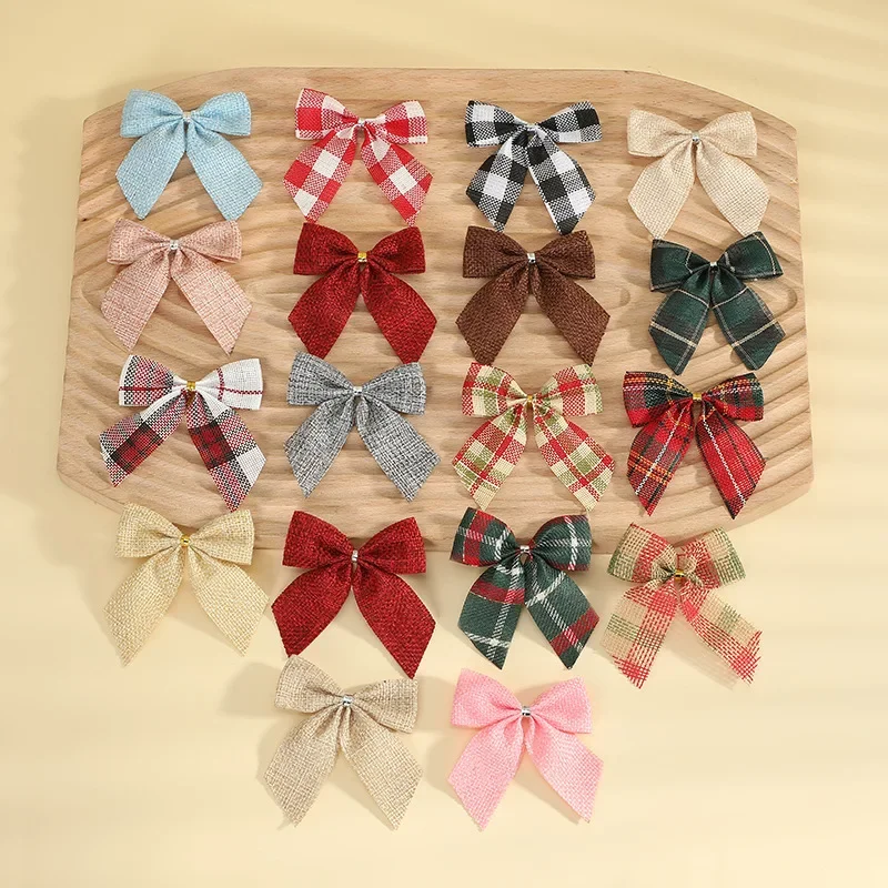 10PCS/set New Christmas Holiday Bow-kont Xmas Tree Garland Decoration Material DIY Hair Accessories