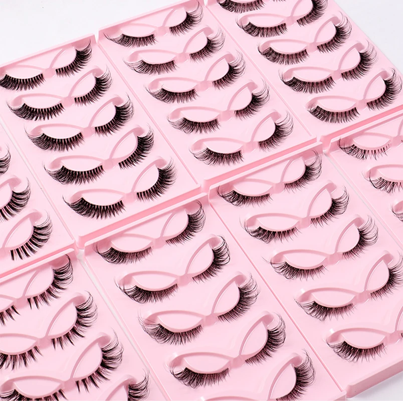 5 paia Fluffy Curling Cat Eye Lashes Natural Soft ciglia spesse ciglia finte di visone strumento di trucco per l'estensione delle ciglia riutilizzabili