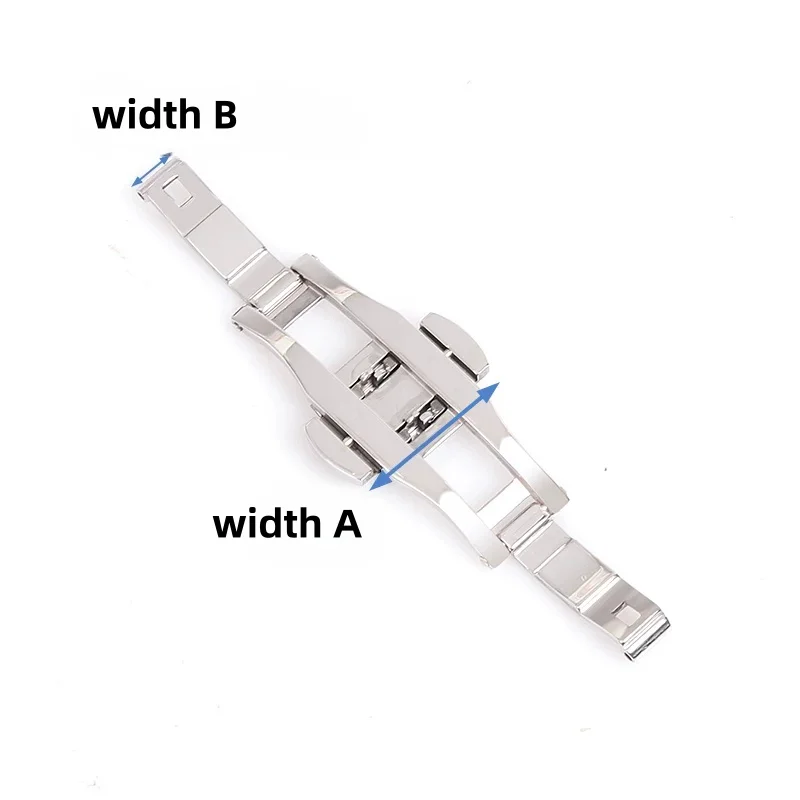 Butterfly Clasp Watch Band Connector Folding Dual Push Button Stainless Steel Watch Buckle Multiple Sizes GD541