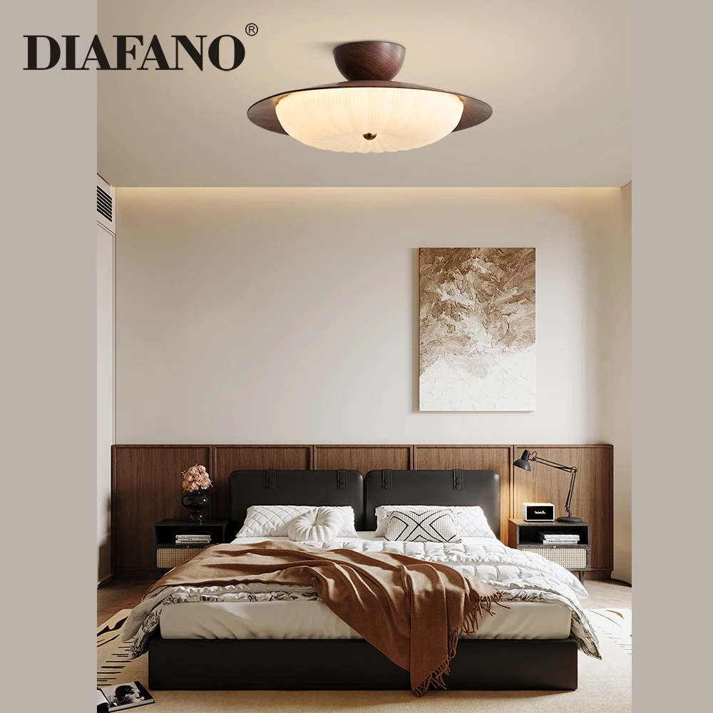 Modern Wooden Grain LED Ceiling Lamp for Children's Room Eye-Friendly Simple Design Bedroom Lighting for Living Room 110V 220V