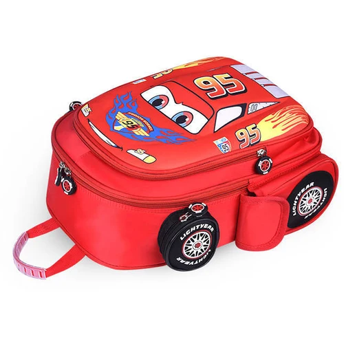 Imagen 2 del producto Bolso de coche de Disney para niños, mochila para niños de guardería, mochila escolar tridimensional con múltiples bolsillos y dibujos de relámpagos para niños