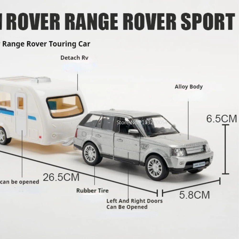 1/36 Car Toy Model  Land Rover Defender Range Rover F150 Alloy Die Casting Mounted RV Door Can Opened Rubber Tires Vehicle Gifts