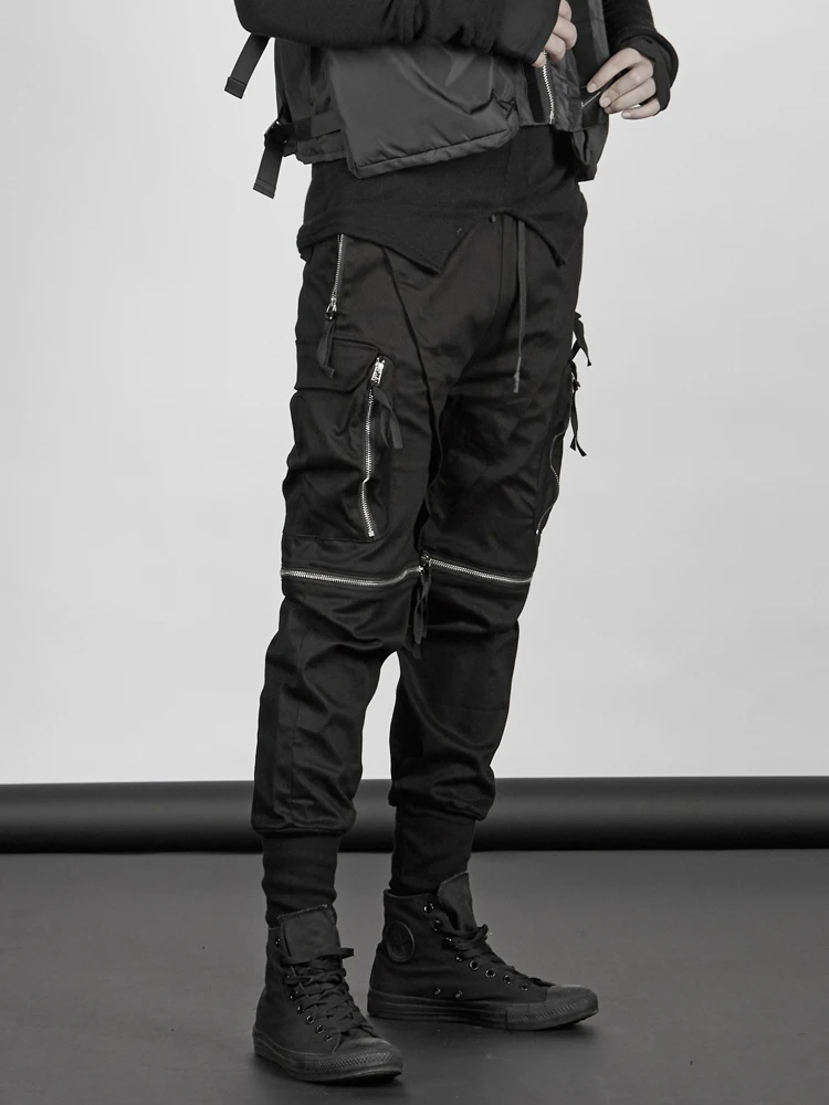 Cargo Boot Pants Dark VIBE Hipster Male Personality Techwear Ankle Pants 