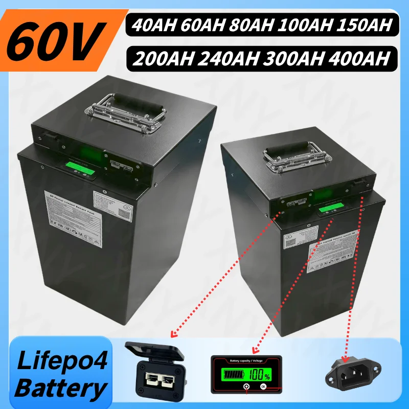 

Аккумулятор LiFePO4 60В 40Ач 80Ач 100Ач 150Ач 200Ач 240Ач 300Ач 400Ач для электромобилей, фургонов, мотоциклов, трициклов, экскурсионных автомобилей мощностью 3 кВт и 6 кВт