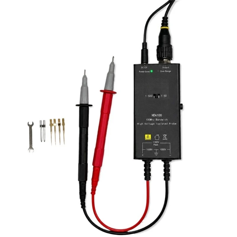 For Active Probe High-voltage Isolated Differential Probe 100MHz Bandwidth 50:1 and 500:1 High Voltage 1300V/1.3KV