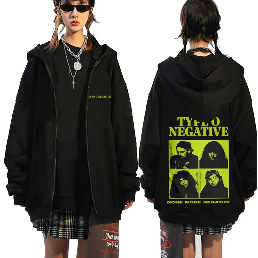 

Rock Band Type O Negative None More Negative Zipper Hoodie Men Women Retro Gothic Metal Zip Up Jacket Male Oversized Sweatshirt