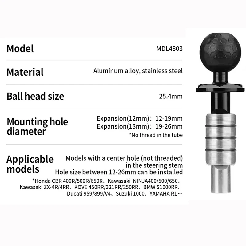 Motorbike Outdoor Riding Modified Accessories Mobile Phone Sports Camera Mount Adapter Ball Head Aluminium Alloy Fork Ball Head view 5