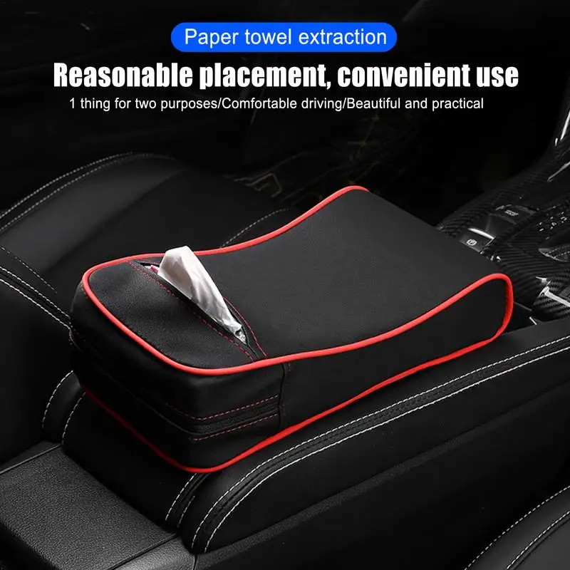 Car Armrest Box Mat Car Center Console Pad With Tissue Box Long And Short Distance Driving Road Trip Relax Arms Pad For Business