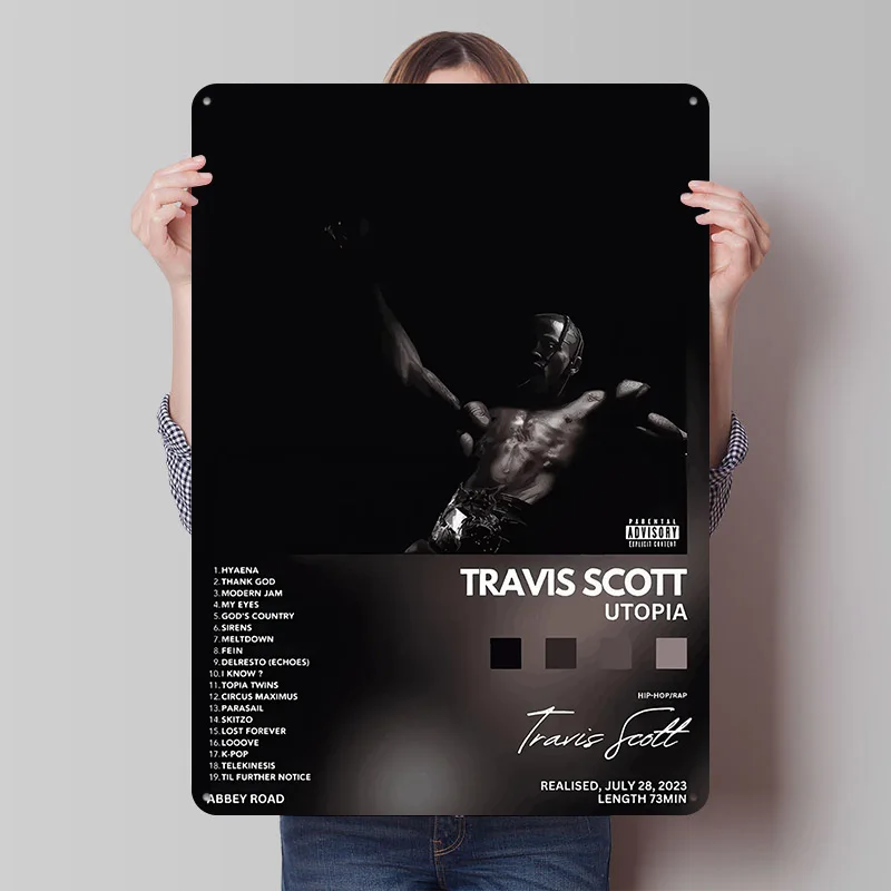 ترافيس سكوت يوتوبيا غلاف الألبوم ملصق معدني تين علامات ديكور المنزل علامة معدنية مخصصة للجدار الفن الديكور عصا ديكو رجل الكهف