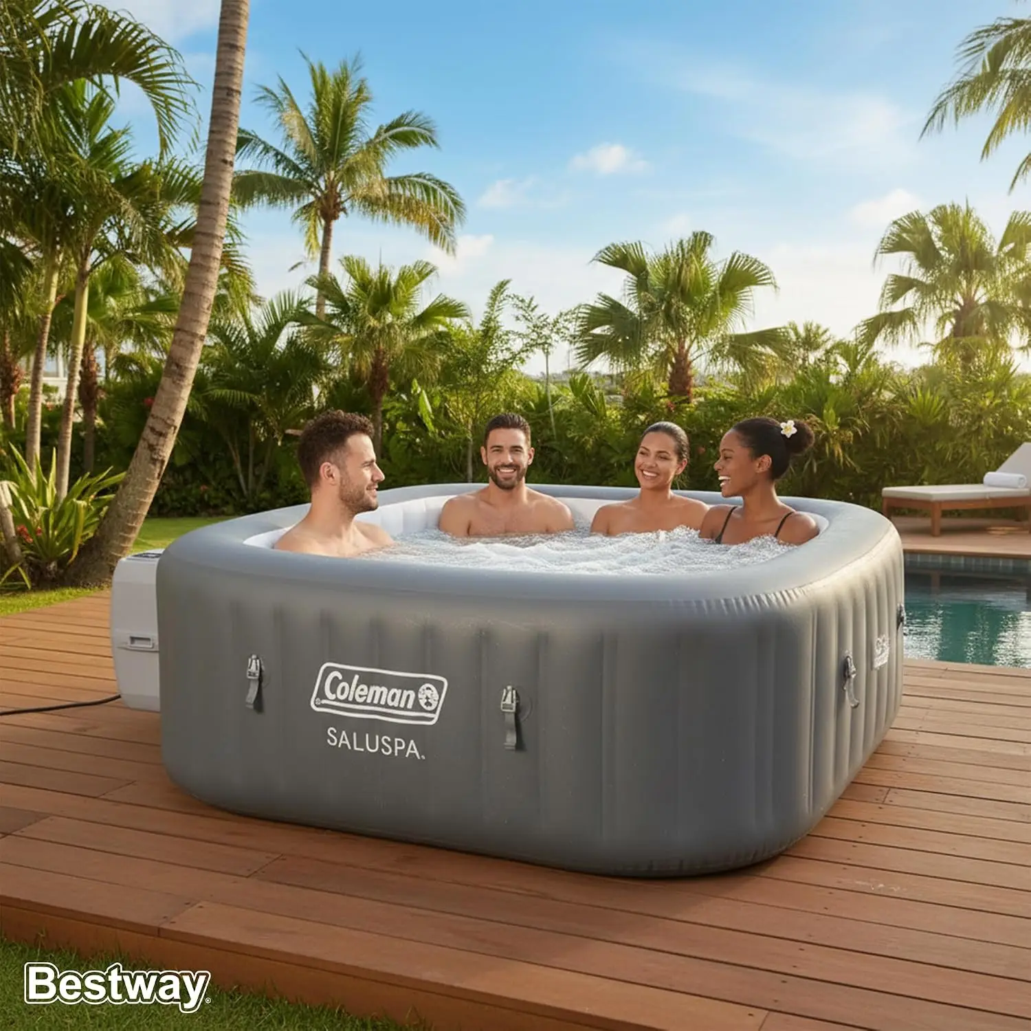 SaluSpa Hawaii Energy-Efficient 4-6 Person Inflatable Hot Tub, Customi